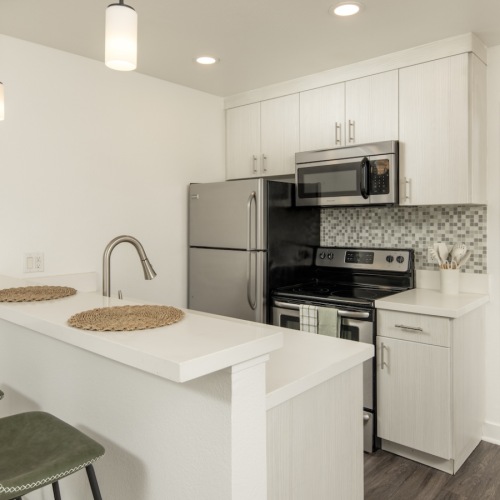 Well-lit kitchen with ample counter space