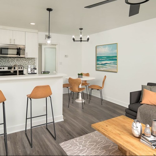 living room with access to kitchen