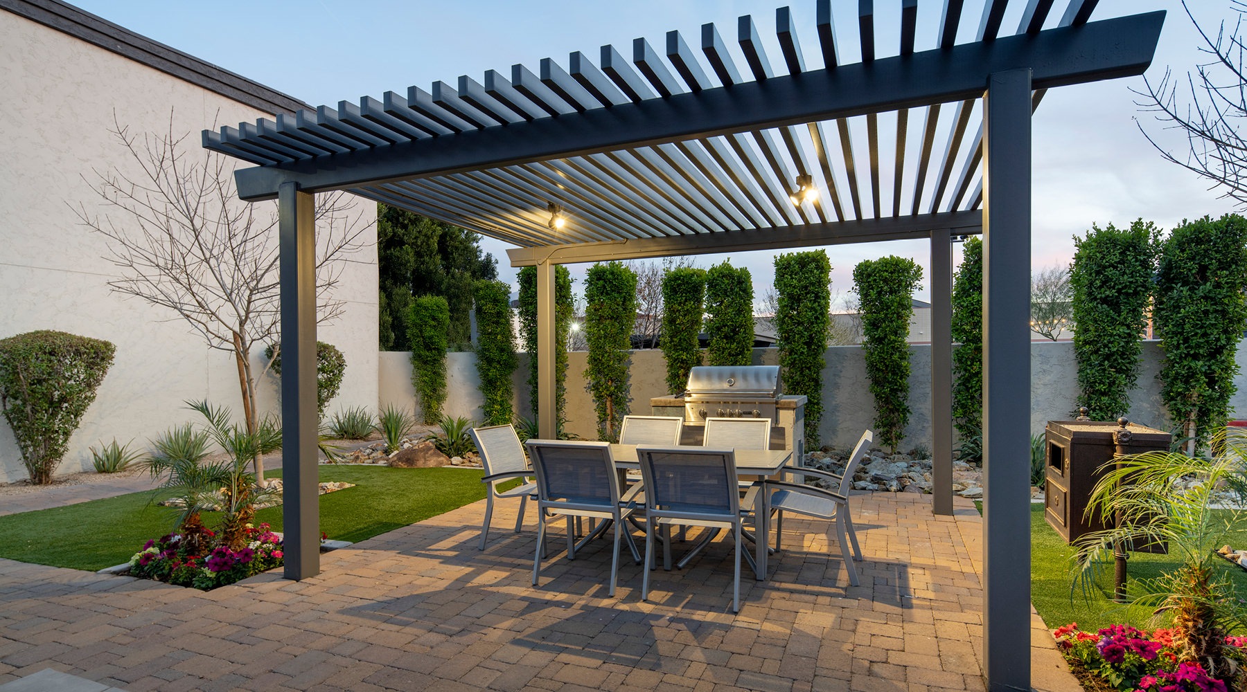 a covered grilling area